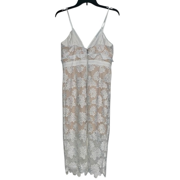 Anthropologie Bardot Vienna Lace White Lace  Nuce Slip Sheath Midi Dress Size 6 - Picture 7 of 15